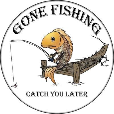 GONE FISHING 4x4 Spare Wheel Cover DECAL STICKER