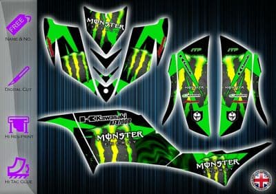 KAWASAKI KFX700 STICKERS - GRAPHICS KIT - DECALS - KAWASAKI KFX 700 GRAPHICS KIT - 254912251492