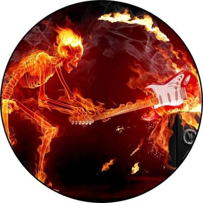 SKELETON GUITAR FLAME 4x4 Spare Wheel Cover DECAL STICKER