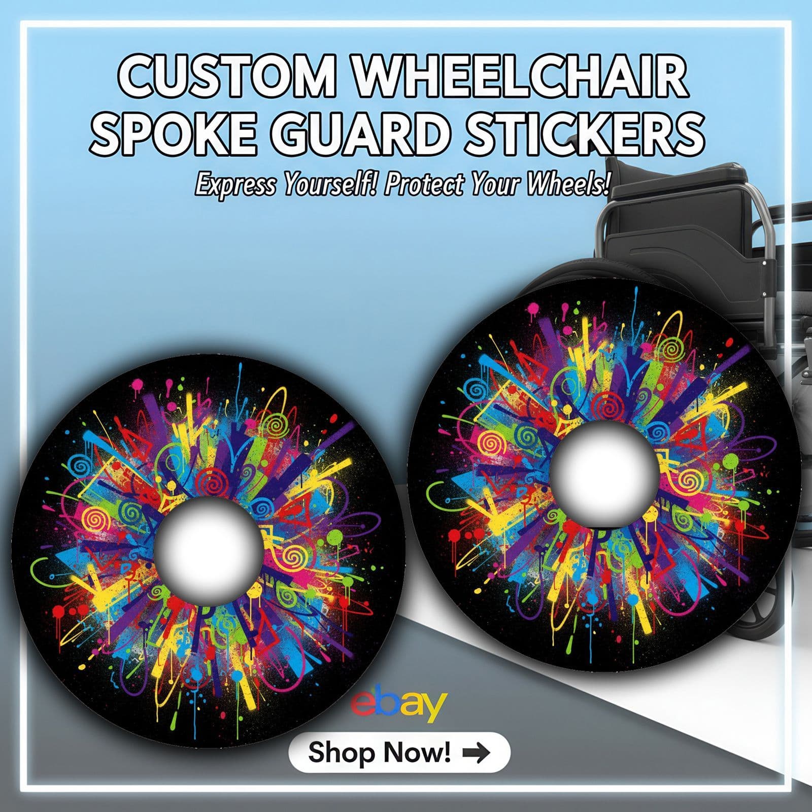 Vibrant Color Splash Wheelchair Spoke covers wheel69
