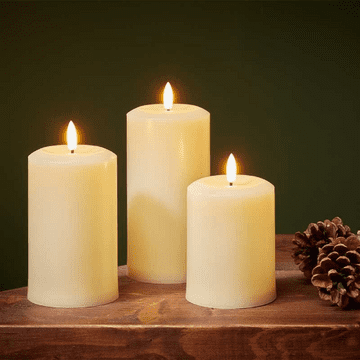 13cm -  Faux Flame - Pillar Candle - White