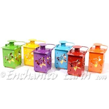 13cm - Metal LED -ECO Garden Butterfly Lantern with Flickering Candle