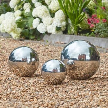 25cm  Floating -  Silver Gazing Ball - Stanless Steel