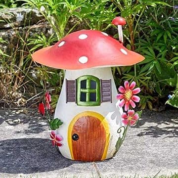 29.5cm Colourful Metal Fairy House - The Toadstool House