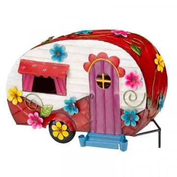 32cm - Colourful Metal Fairy House - The Caravan Cottage