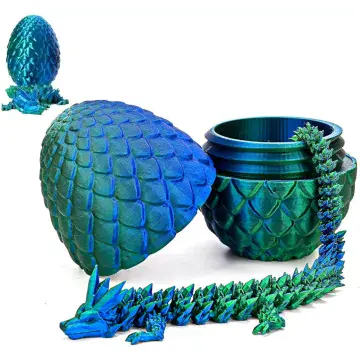3D Printed Egg with & Dragon -Green/Blue