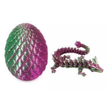 3D Printed Egg with & Dragon - Green & Blue