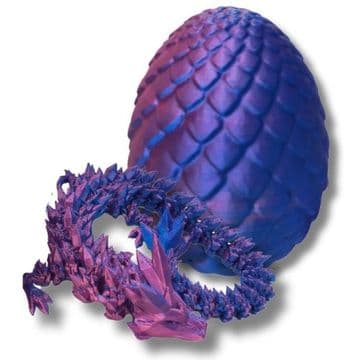 3D Printed  Egg with & Dragon - Puple & Blue