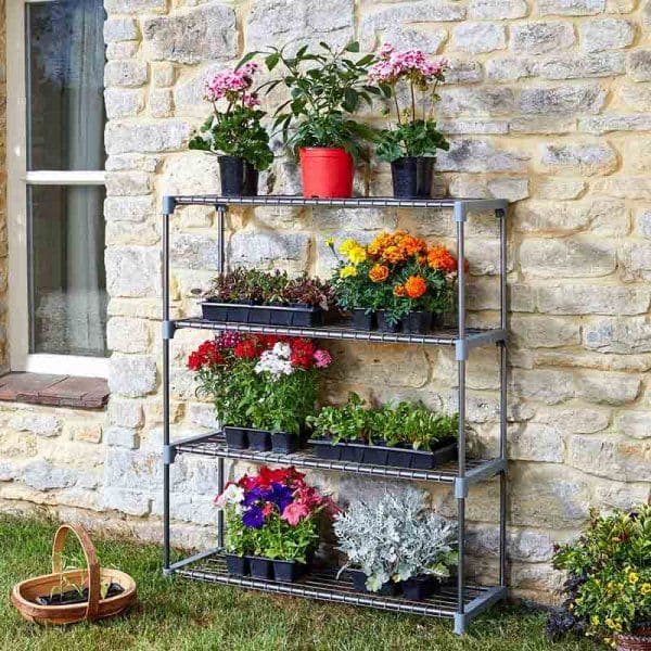 4 Tier GroZone Polytunnel / Greenhouse Free standing Shelving.