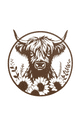 Aged  Wall Art - Large Floral Cow  Wall Plaque - 49cm.