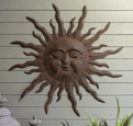 Aged  Wall Art -  Large Sun Wall Plaque - 84cm.