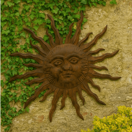 Aged  Wall Art -  Large Sun Wall Plaque - 84cm.