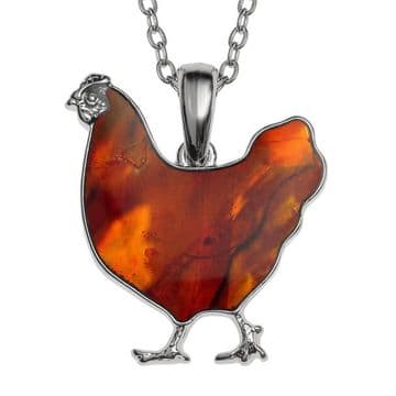 Amber Paula Shell  Hen Necklace - Gift Boxed