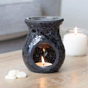 Black Crackle Glass Oil Burner