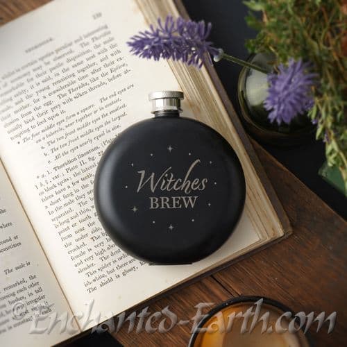 Black Witches Brew Hip Flask - 10.3cm - Gift Boxed.