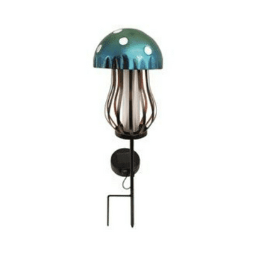 Blue/Green Metal - Solar Mushroom Stake - 45cm