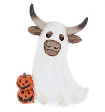 Boo Moo - Sitting Halloween Ghost Highland Coo - 13cm