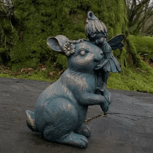 Bronze Fairy & Rabbit - 14cm.