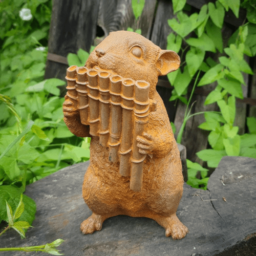 Cast Iron Musical Mice - Mouse with panpipes - 18.5cm.