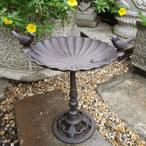 Cast Iron - Victorian style Birdbath with 2 birds - 30.5cm.