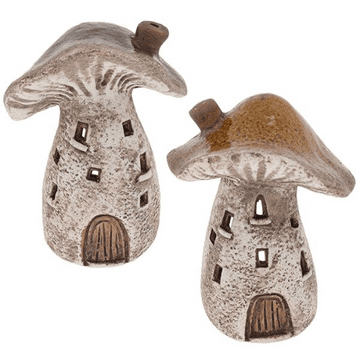 Ceramic Brown Forest Mushroom House - 2 to choose from