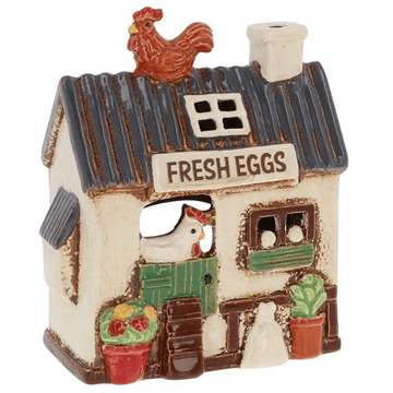 Ceramic  Country Chicken Coop -  15cm - Tea light house