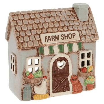 Ceramic Country Farm House - 15cm - Tea light house