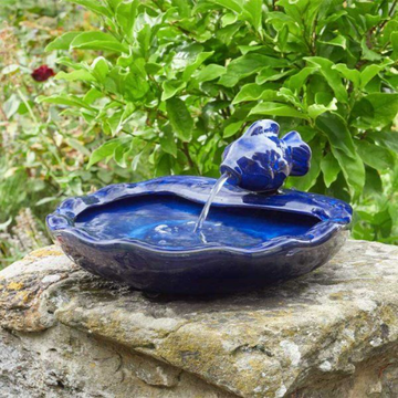 Ceramic Fish Fountain - Solar Water Feature - 32cm