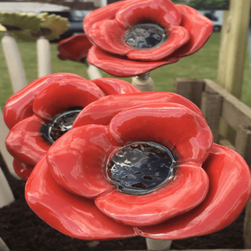 Ceramic Hand Painted Poppies - Two sizes to choose from.