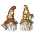 Ceramic Light-up Wizard - Light Brown Hat - 9.8cm.