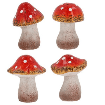 Ceramic Magic   Mushrooms - Pack of 4 - 9cm