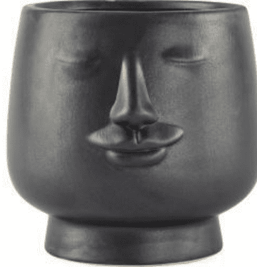 Ceramic Planter Nordic Faces 11cm - Black