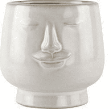 Ceramic Planter Nordic Faces 11cm - White