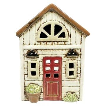 Ceramic Shed- Red Door Tea light House - 17cm