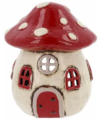 Ceramic Toadstool Cottage - 16cm - Tea light house