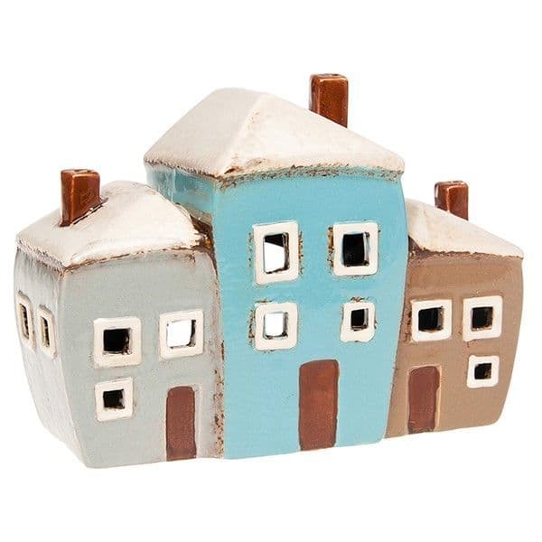 Ceramic - Village Pottery Country Cottages Tealight Holder - 19cm.