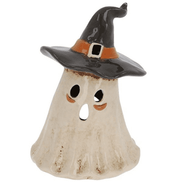 Ceramic Village Pottery Ghost - Tealight Holder (orange trim)