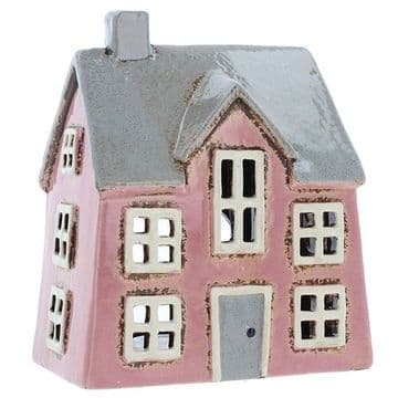 Ceramic - Village Pottery Pink Dorma House - Tealight Holder - 17cm