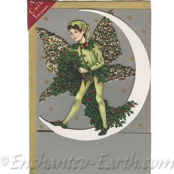 Christmas Holly Elf Card With Fairy Dust Wings