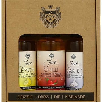 Classic Gift Pack - Lemon, Chilli and Garlic Infused Cold Pressed Rapeseed Oil 100ml (Pack of 3)