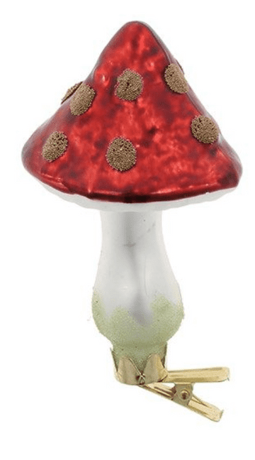 Clip on Fairy Mushroon - Red with Gold  Dots - 11cm