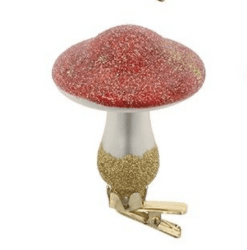 Clip on Mushroon - Red & Gold Sparkle