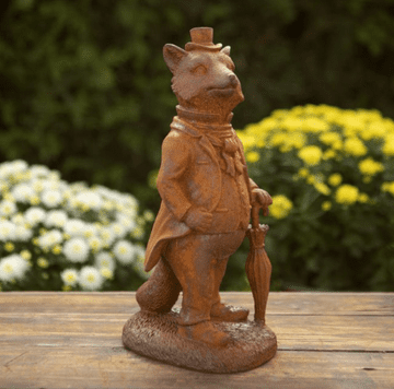 Cold Cast Iron Garden Ornaments - Mr Fox - 29cm
