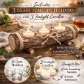 Country Cabin - Wooden Log  Triple Tea light holder.
