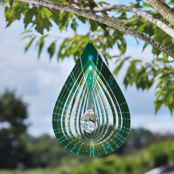 Crystal Tear Drop Spinner Hanging Wind Spinner 12".