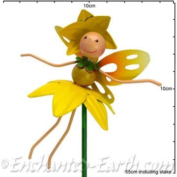 Daffodil  Fairy - Fairy Kingdom  - Metal Flying Fairy on 50cm  metal stake