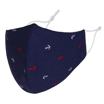 Designer Cotton Face Mask - Anchors Away - Face Covering - Reusable