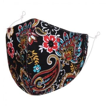 Designer Cotton Face Mask - Colurful Paisley - Face Covering - Reusable