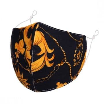 Designer Cotton Face Mask - Flora Chains & Ropes - Face Covering - Reusable