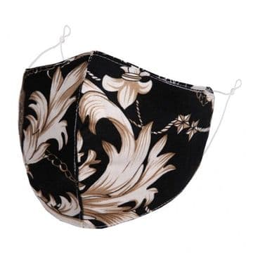 Designer Cotton Face Mask - Ivory Floral, Chains & Ropes - Face Covering - Reusable